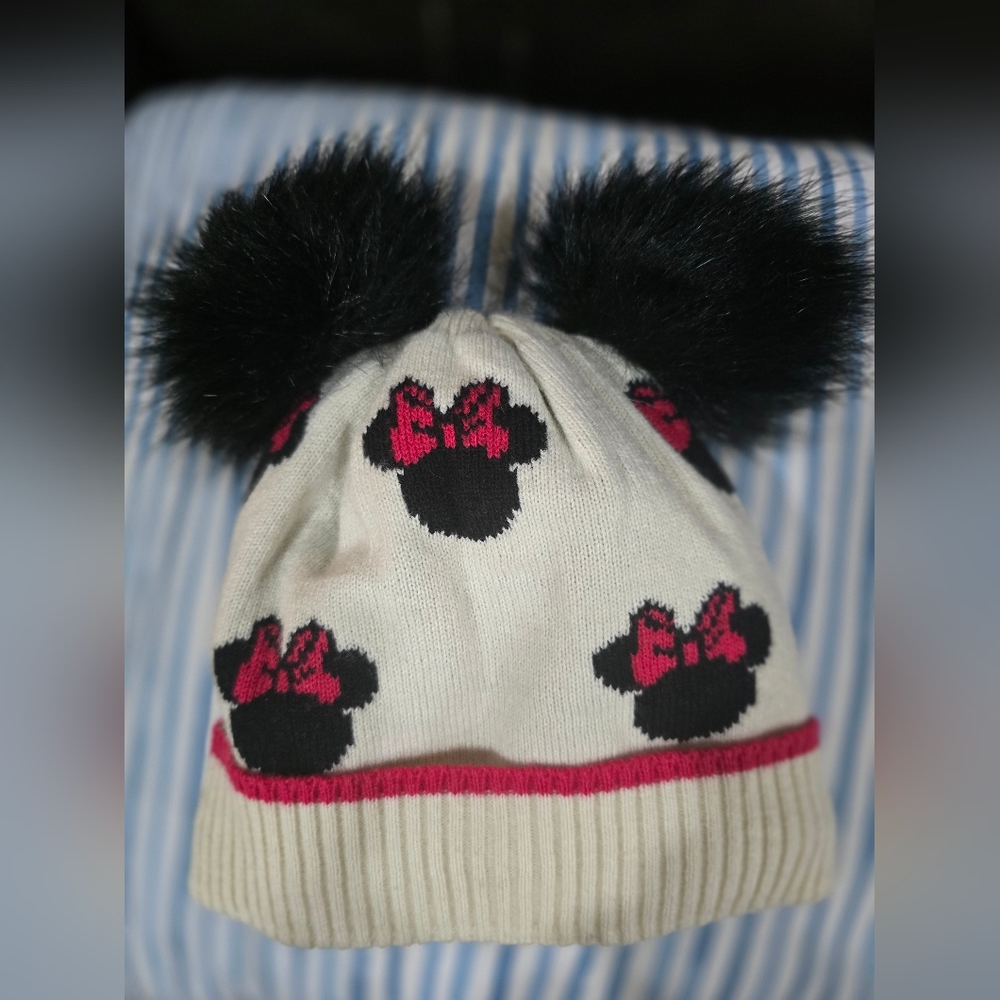 Disney Cream Hat with Black Ears and Red Bows